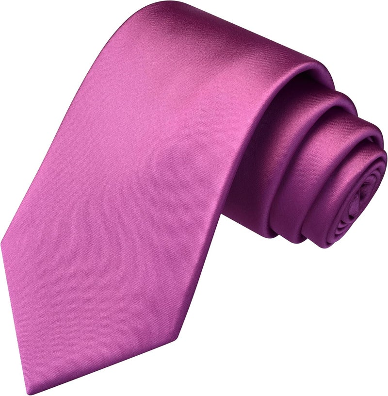 Branduce 3.15"（8cm） Mens Solid Satin Tie Pure Color Necktie for Business and Wedding + Gift Box - Image 1